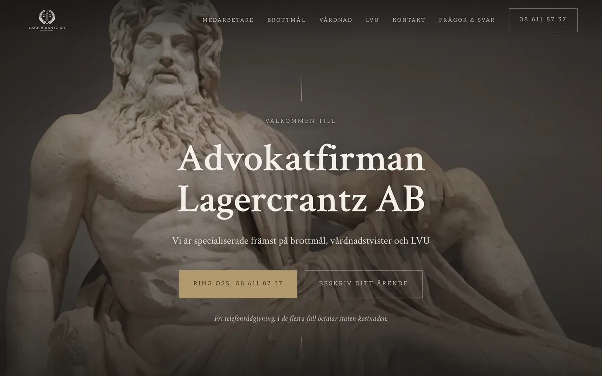 Screenshot of the Advokatfirman Lagercrantz site