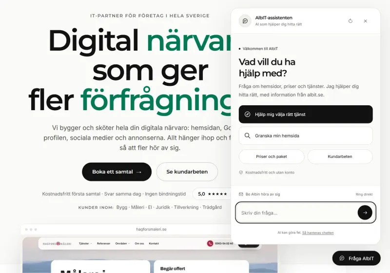 AI-assistenten på albit.se, öppen