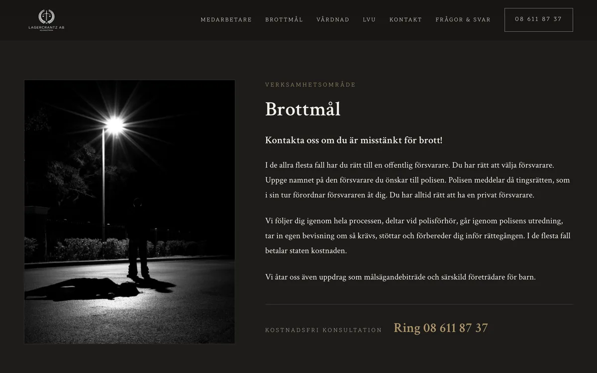 Screenshot: the criminal defence practice area