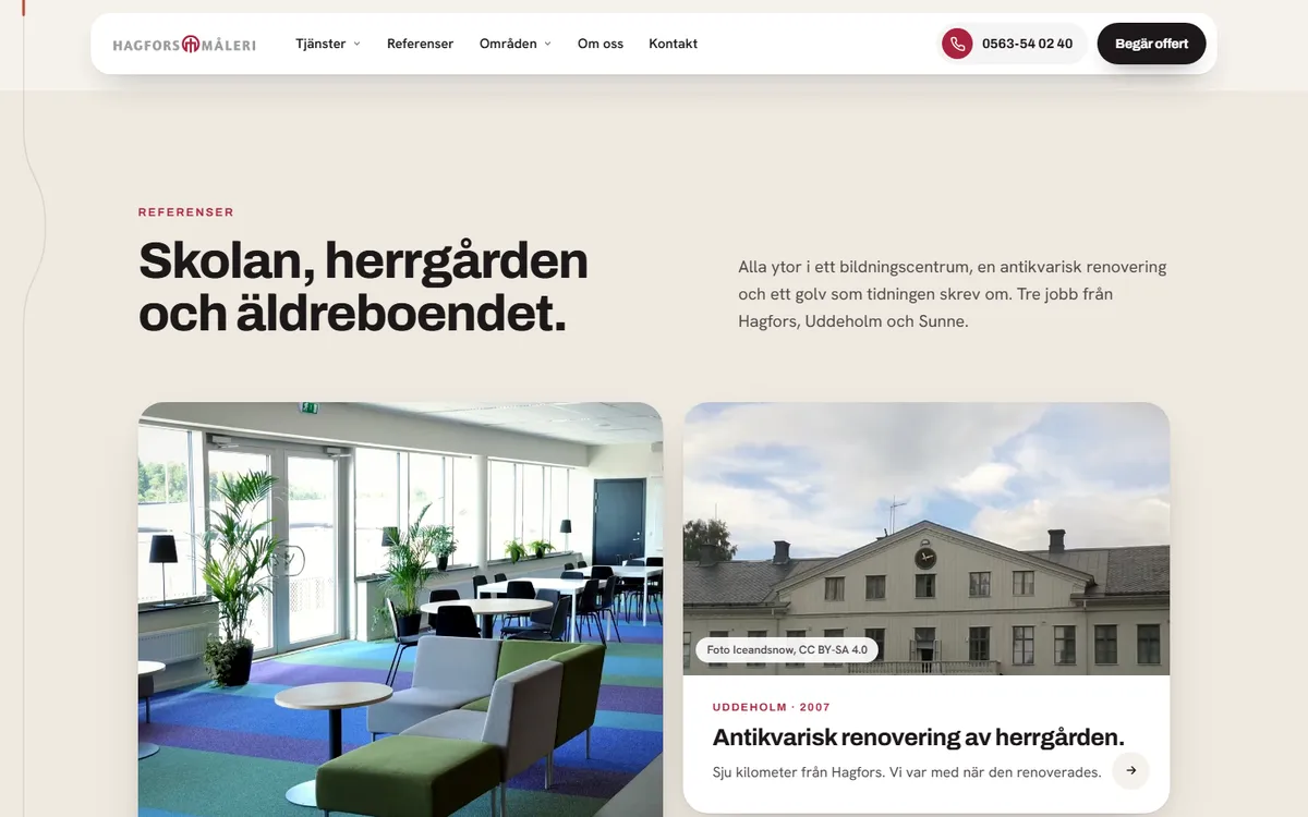 Skärmdump: referensjobben skolan och herrgården
