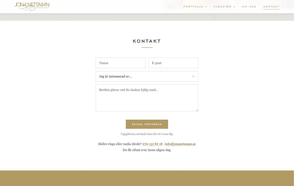 Screenshot: the contact form