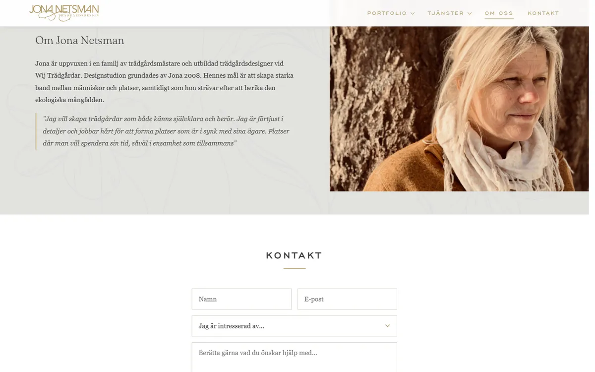 Screenshot: the portrait of Jona Netsman with her quote