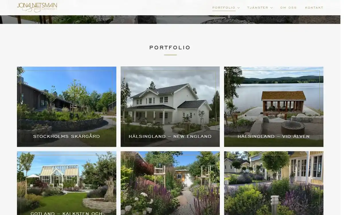 Screenshot: the portfolio of garden design projects