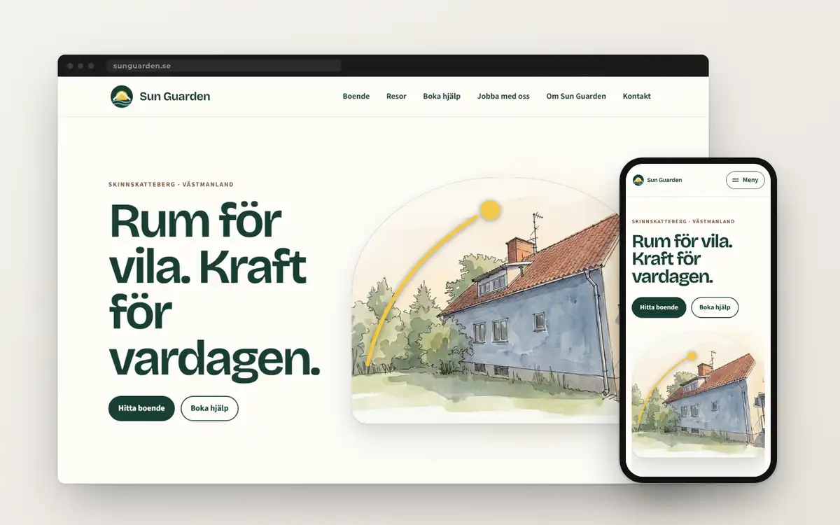 Skärmdump av Sun Guardens sajt
