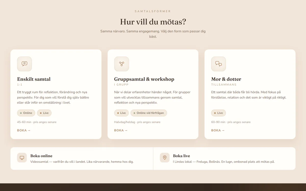 Screenshot: the ways to meet