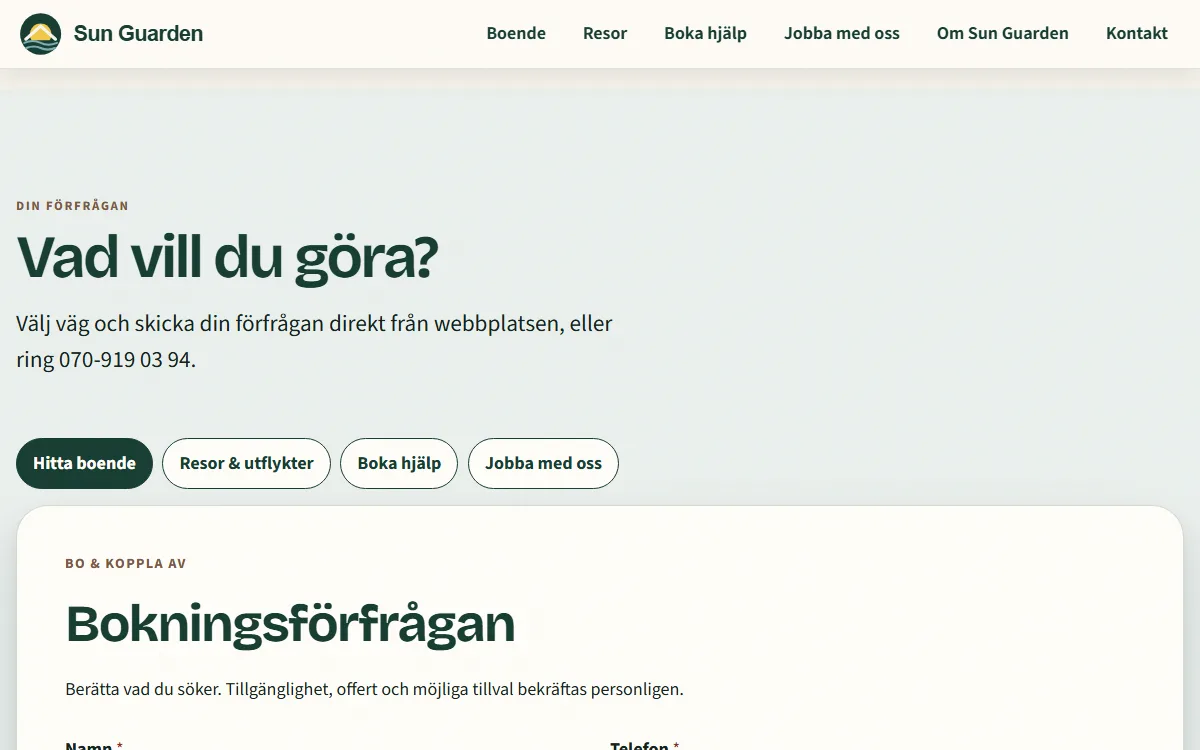 Skärmdump: förfrågningscentret med fyra flikar