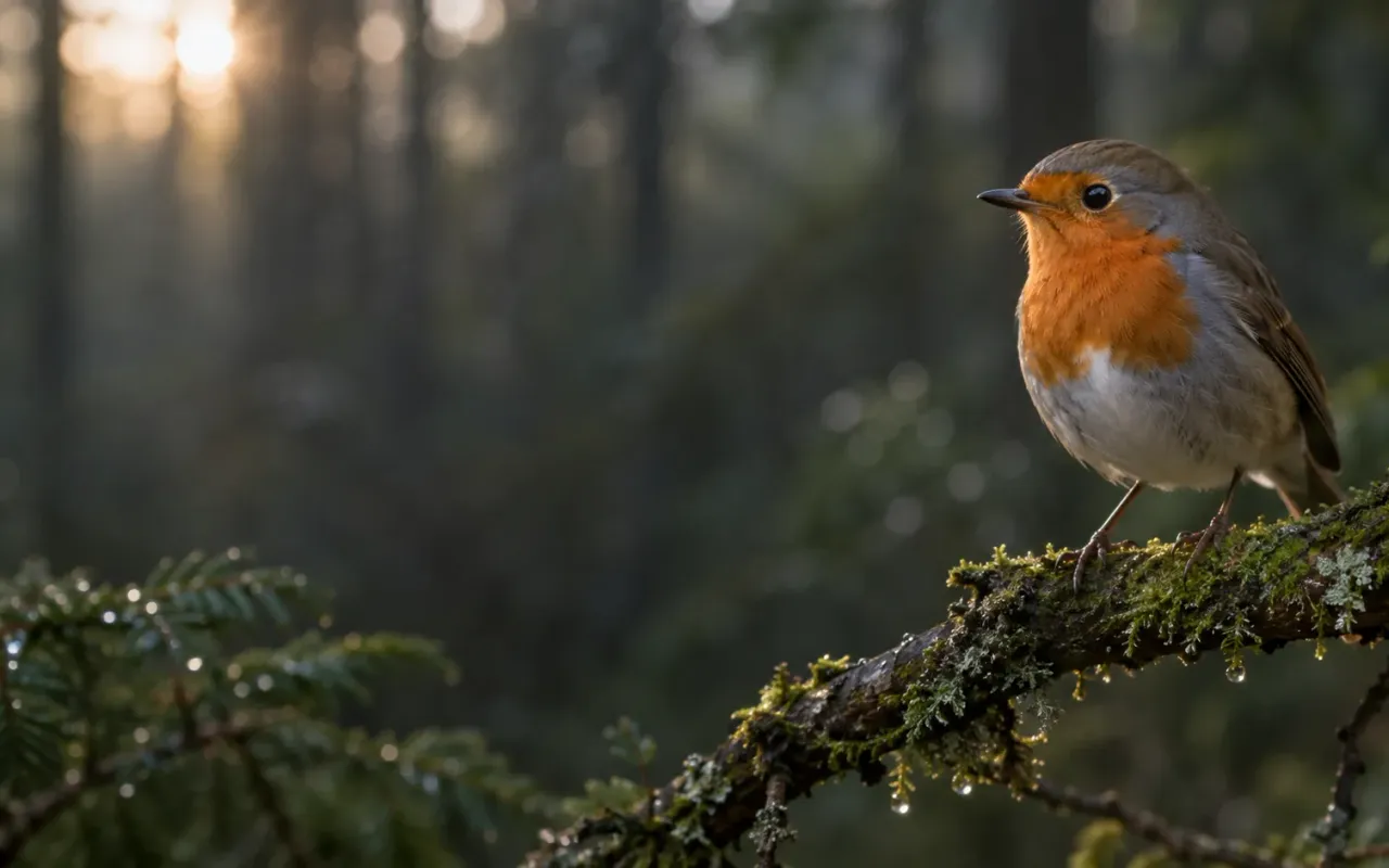 En rödhake, bilden Birdy möter dig med
